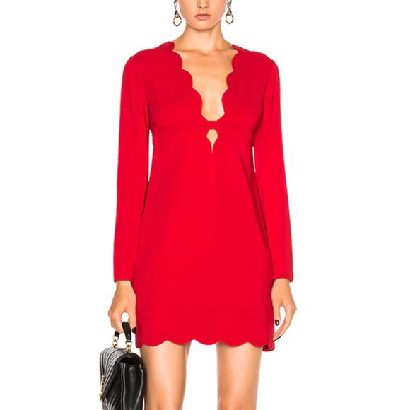 NWT NEW A.L.C. Eve Scalloped Mini Dress in Crimson Red Size 8 - Picture 1 of 7